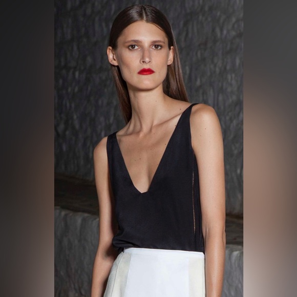 Reformation Tops - ZEUS+DIONE White Silk Tank Top - Square Neck Blouse with Cutouts